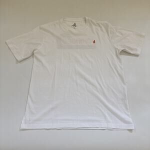 Johnnie-O Logo Graphic T-Shirt White Rolling Wave Mens Medium Large MSRP $52
